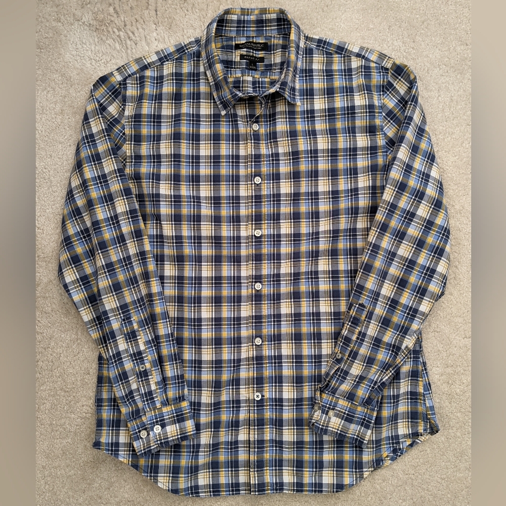 Banana Republic blue plaid shirt large